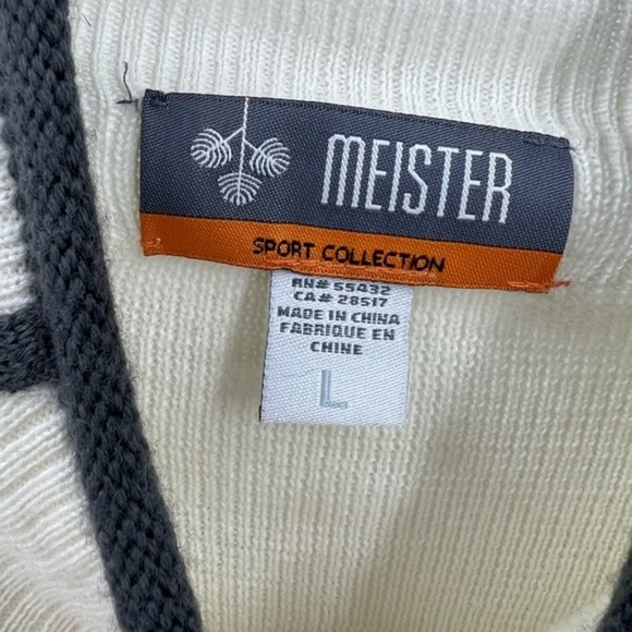 Meister Sport collection quarter zip snowflake wool blend sweater L - Picture 4 of 10